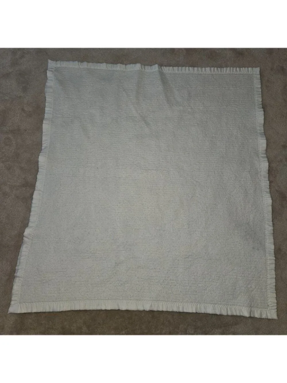 VTG WPL 1675 Acrylic Baby Blanket Satin Trim Boat Train Sun Tree FADED AS IS